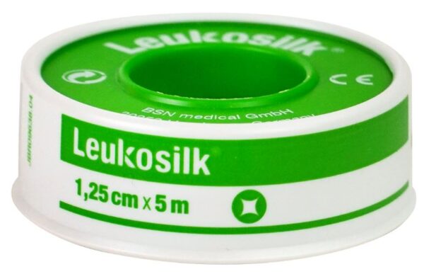 Fixatiepleister Leukosilk met klemring 5mx1,25cm
