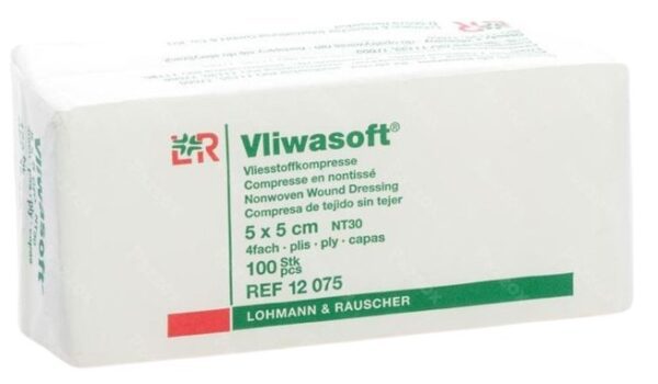 Non-woven kompres Vliwasoft 4-laags 5x5cm