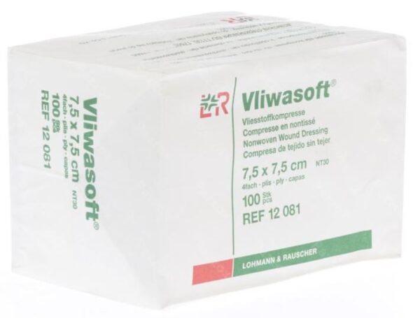 Non-woven kompres Vliwasoft 4-laags 7,5x7,5cm