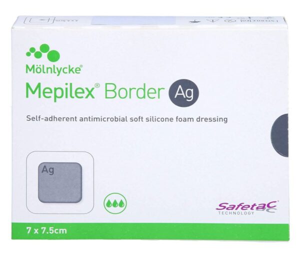 Siliconen foamverband Mepilex Border Ag 7,5x7,5cm
