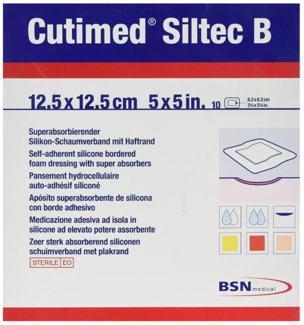 Siliconen foamverband Cutimed Siltec B 12,5x12,5cm