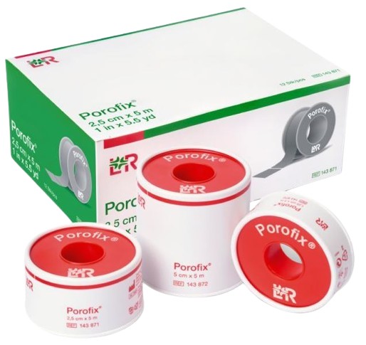 Fixatiepleister Porofix textiel met klemring 5mx1,25cm