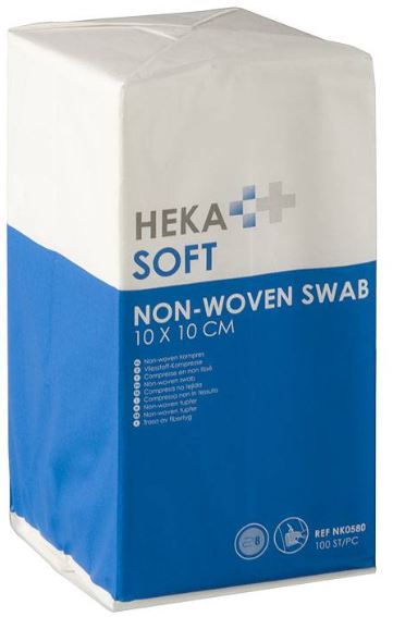Non-woven kompres HEKA Soft 8-laags 10x10cm