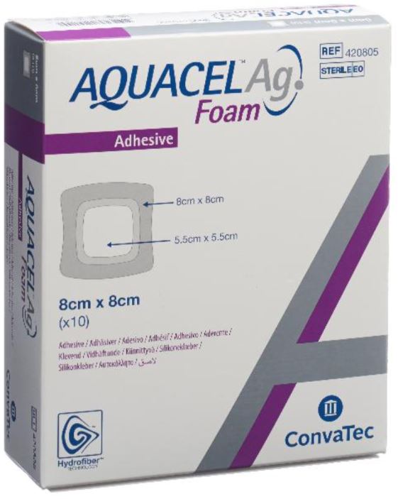 Foamverband AQUACEL Ag Foam Adhesive 8x8cm