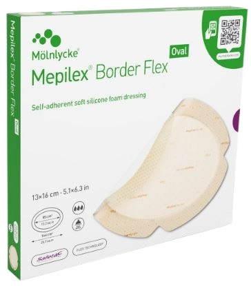 Siliconen foamverband Mepilex Border Flex ovaal 13x16cm