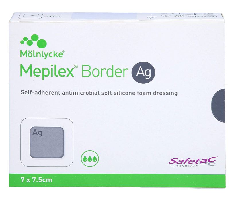 Siliconen foamverband Mepilex Border Ag 7,5x7,5cm