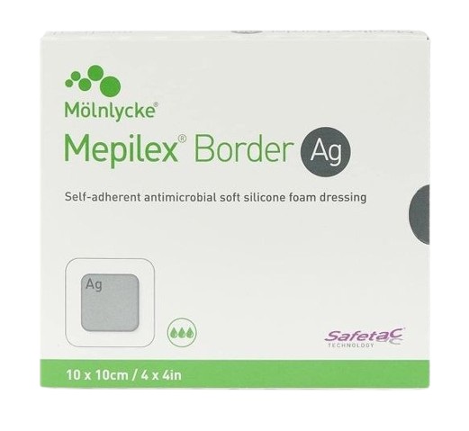 Siliconen foamverband Mepilex Border Ag 10x10cm