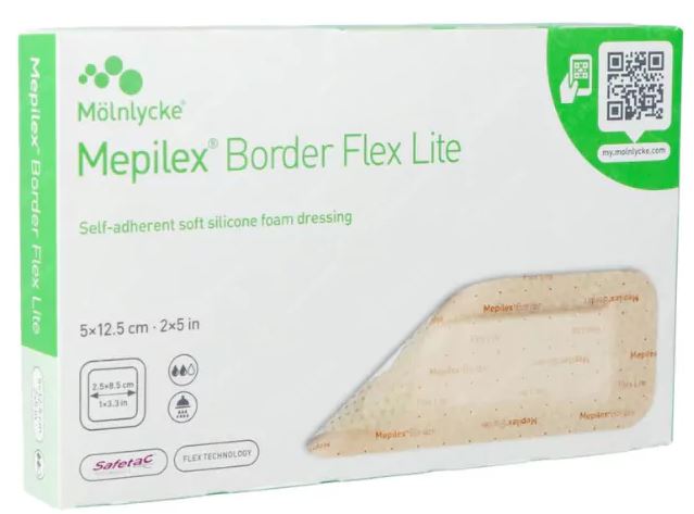 Siliconen foamverband Mepilex Border Flex Lite 5x12,5cm
