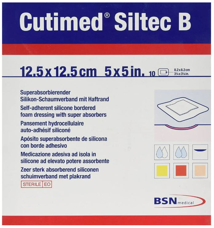 Siliconen foamverband Cutimed Siltec B 12,5x12,5cm